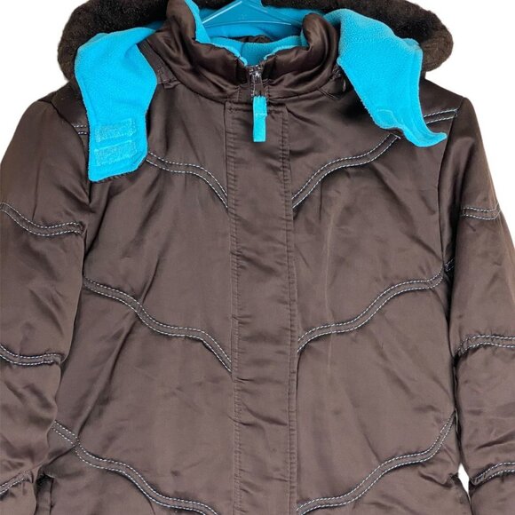 Rothschild Brown with Turquoise Trim Quilted Winter Coat GIRLS Size Large/14 - Picture 3 of 8
